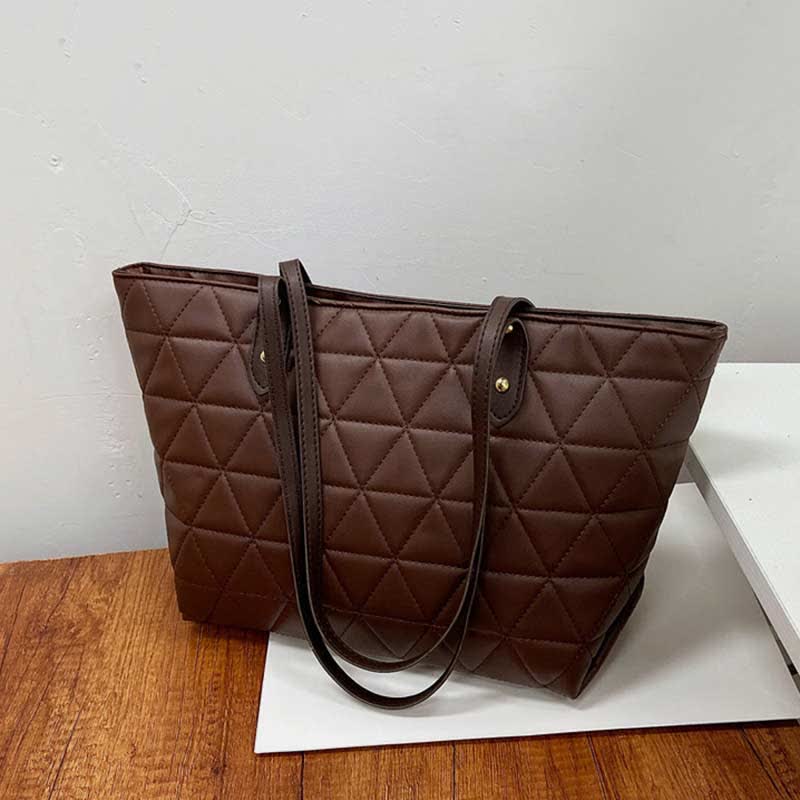 Large Capacity Tote Bags Quilted Leather Shoulder Bag Ladies Handbag