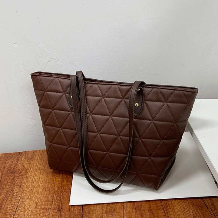 Large Capacity Tote Bags Quilted Leather Shoulder Bag Ladies Handbag