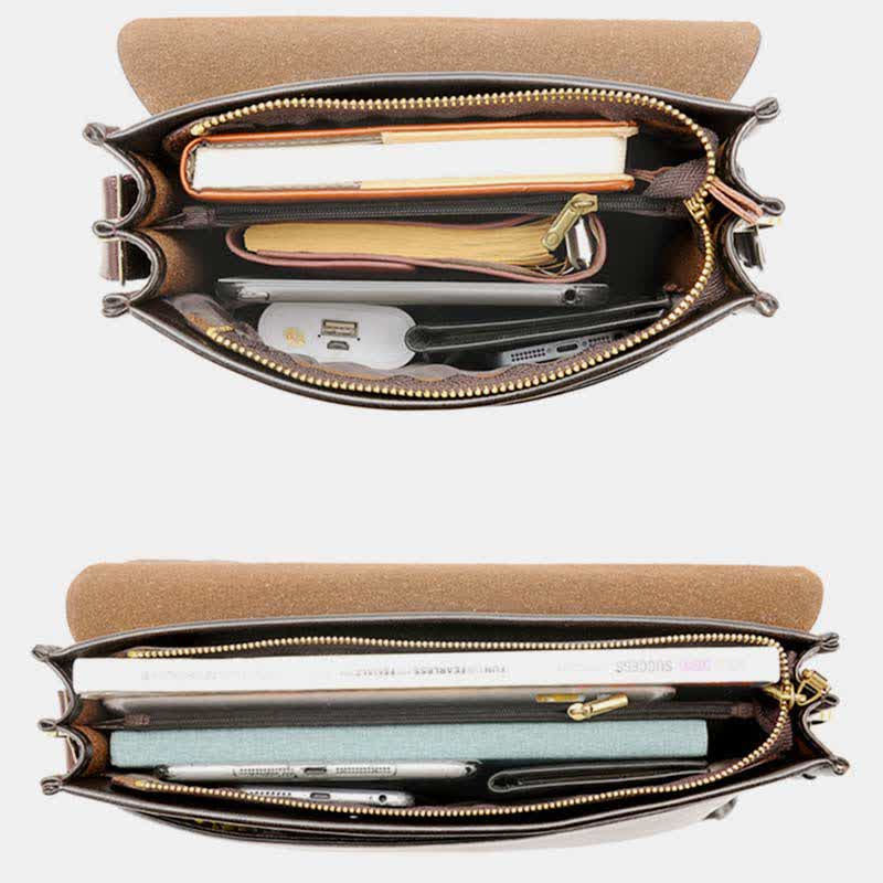 Men's Leather Crossbody Bag Messenger Bag Travel Work Business Satchel