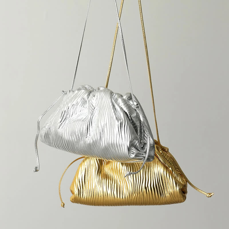 Dumpling Clutch Crossbody Bag Cloud Sparkly Metallic Purse for Women