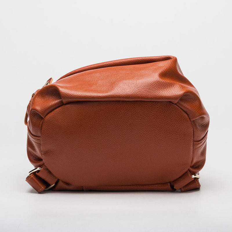 Solid Color Leather Backpack For Women Youth Travel Purse
