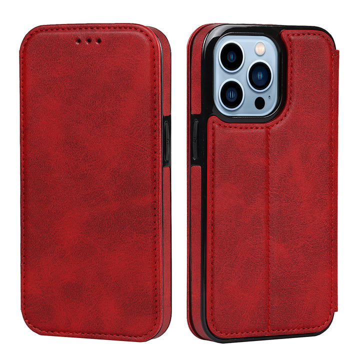 Phone Case for iPhone 14 Clamshell Leather Card Slot Case