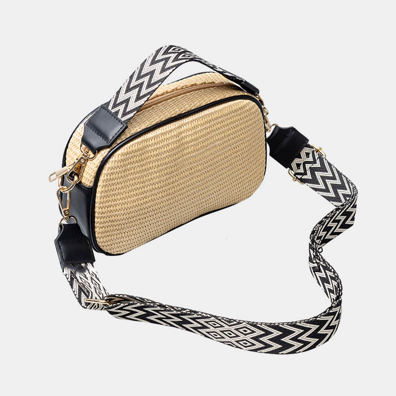 Small Commutor Bag For Women Straw Wide Strap Crossbody Bag