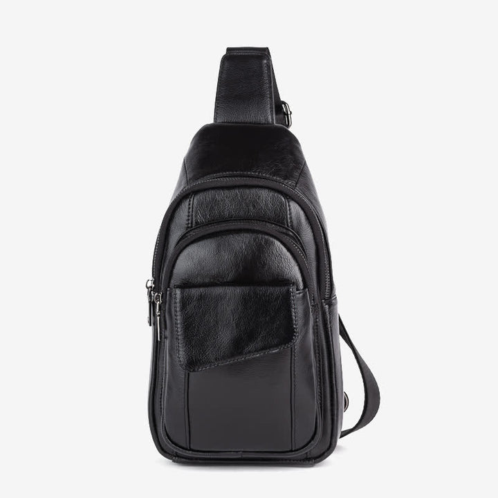 Genuine Leather Sling Backpack Retro Multipurpose Crossbody Shoulder Bag Chest Bag