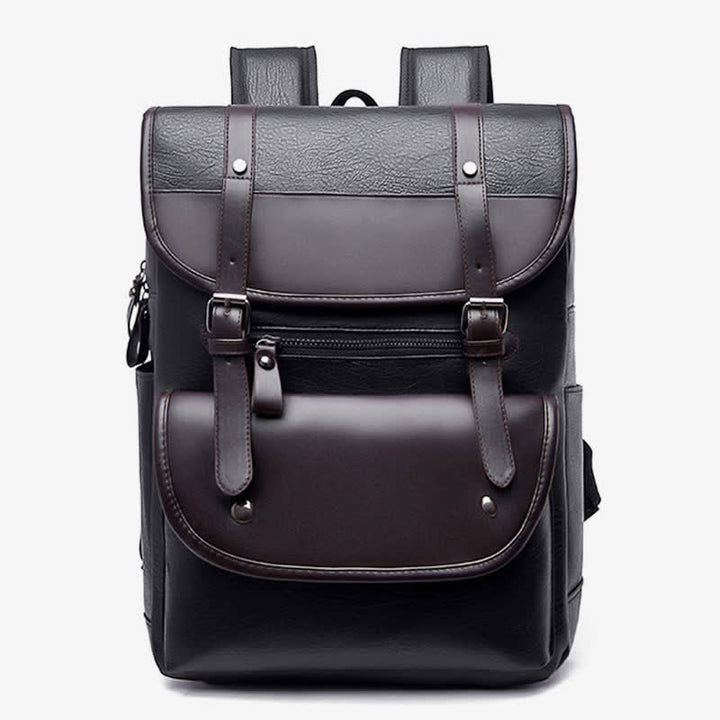 Leather Laptop Backpack for Men Large Capacity College Travel Office Daypack
