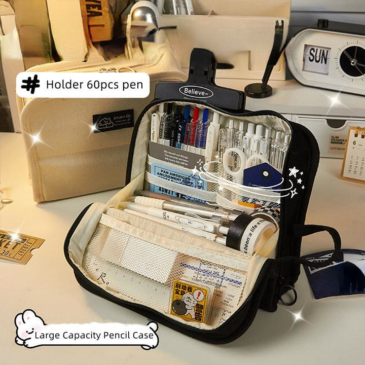 Pencil Case For Students Canvas Large Capacity Stationery Pencil Box