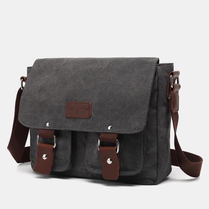 Canvas Messenger Bag for Men Multi-Pocket Vintage Crossbody Shoulder Bag