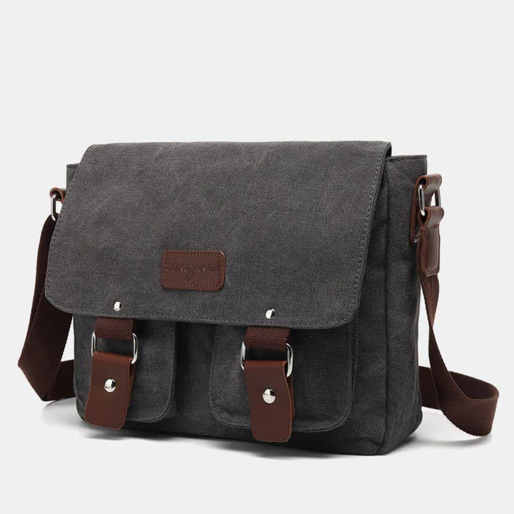 Canvas Messenger Bag for Men Multi-Pocket Vintage Crossbody Shoulder Bag