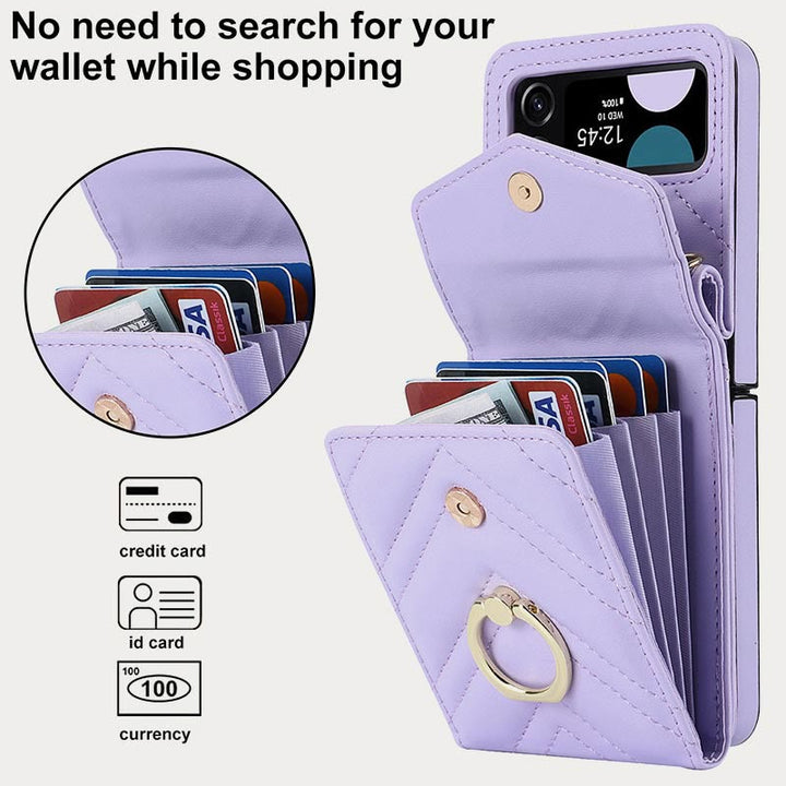 Phone Case For Daily Z Flip Series Quilted Leather Case