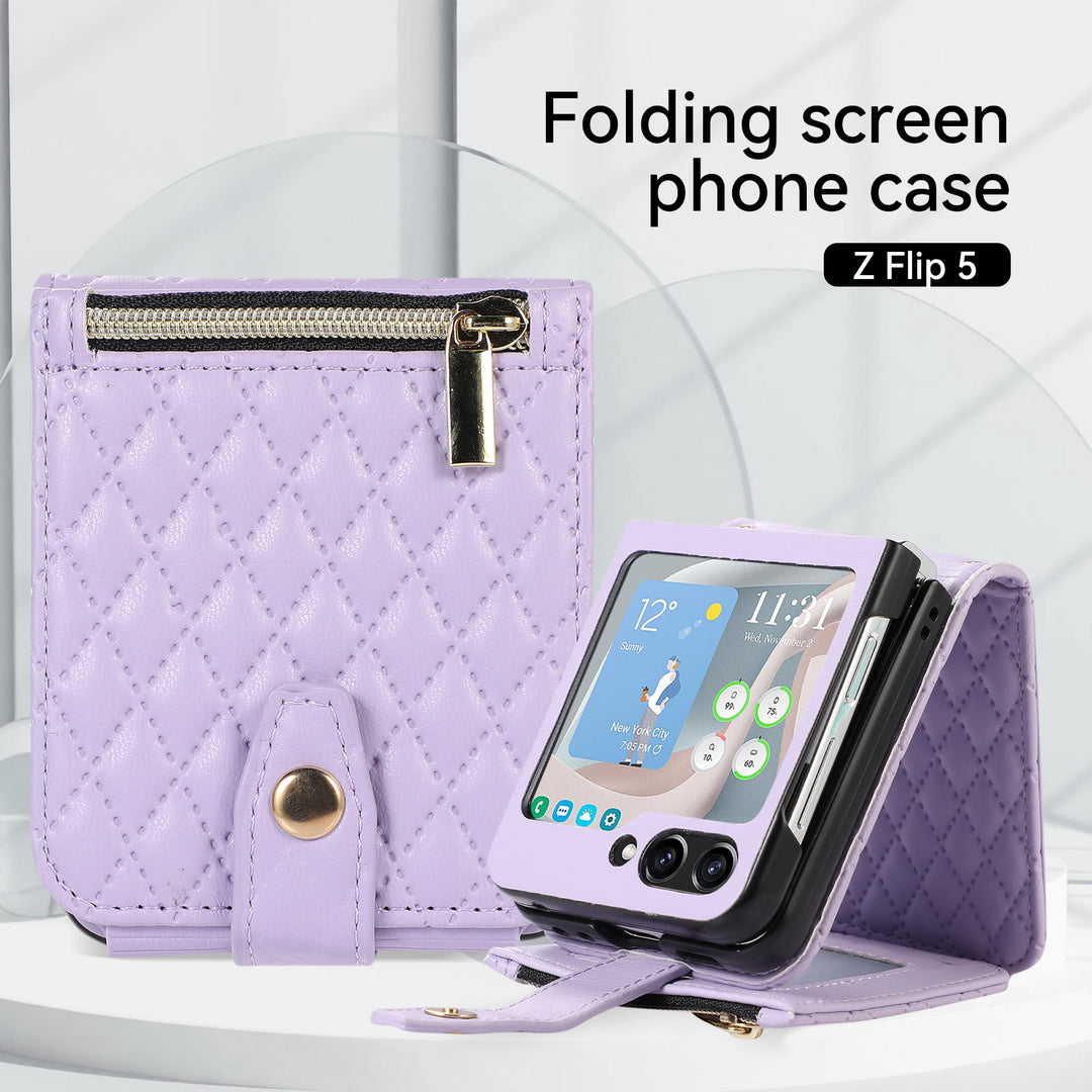 Phone Case For Daily  Z Flip5 Folded Quilted Pattern Case