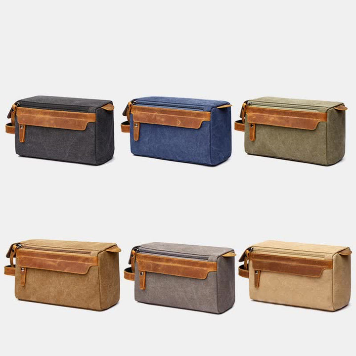 Retro Canvas Storage Makeup Pouch Travel Toiletry Bag for Women Men
