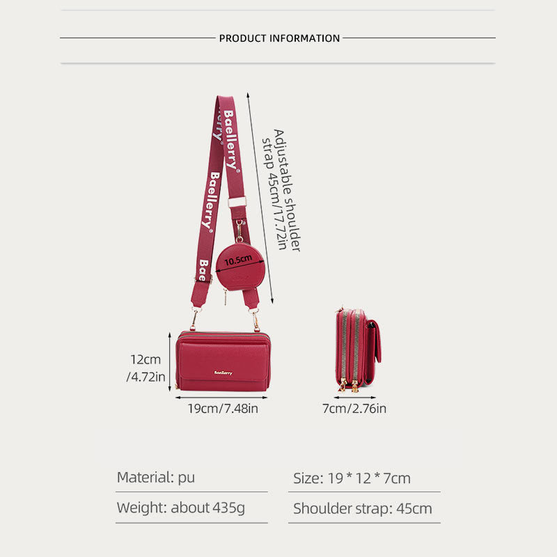 Phone Bag For Women Lychee Pattern Alphabet Straps Crossbody Bag