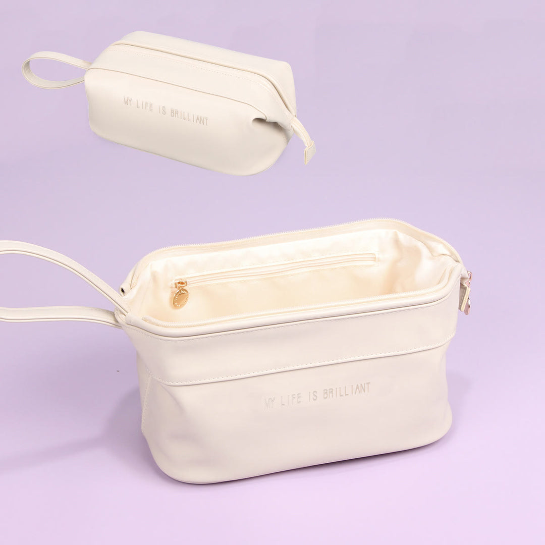 Makeup Bag For Women Travel Portable Leather Storage Toiletry Bag