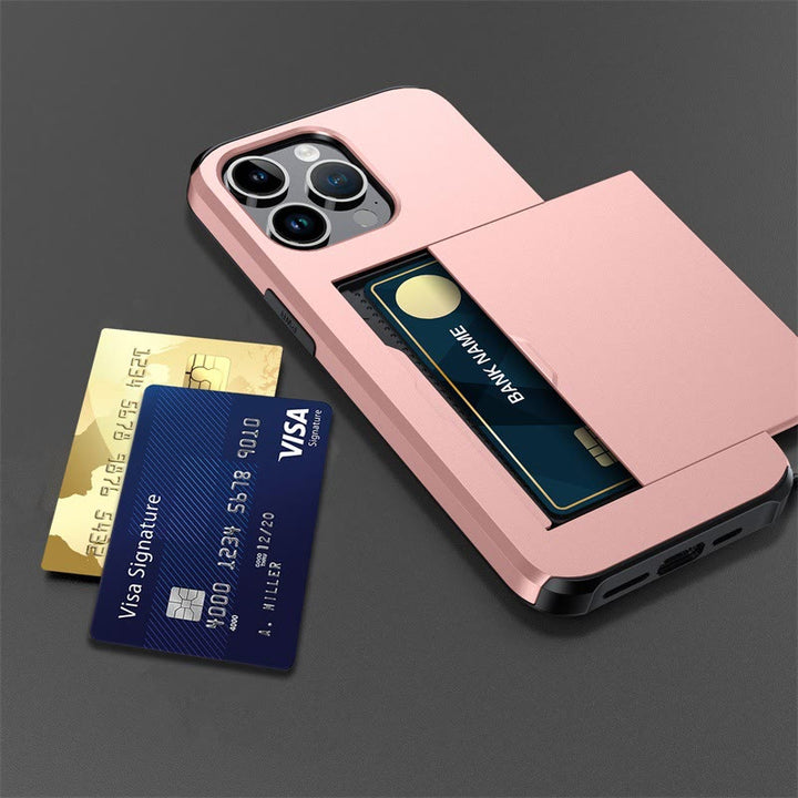 Iphone Slide Card Phone Case 2 In 1 Anti Fall Wallet Case