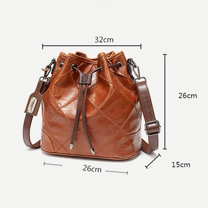 Womens Drawstring Bucket Hobo Handbag Crossbody Shoulder Bag with 2 Detachable Straps