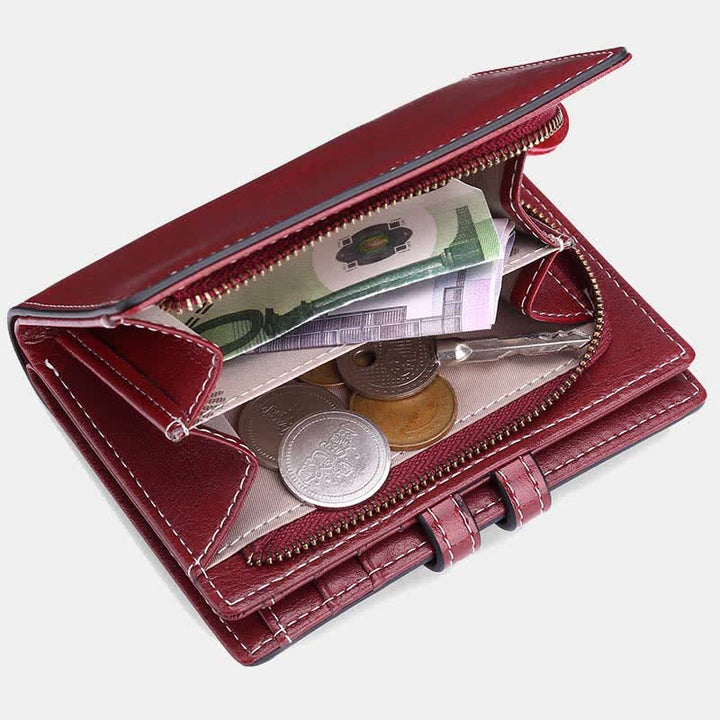 Women's Genuine Leather Bifold RFID Blocking Compact Wallet - image 10