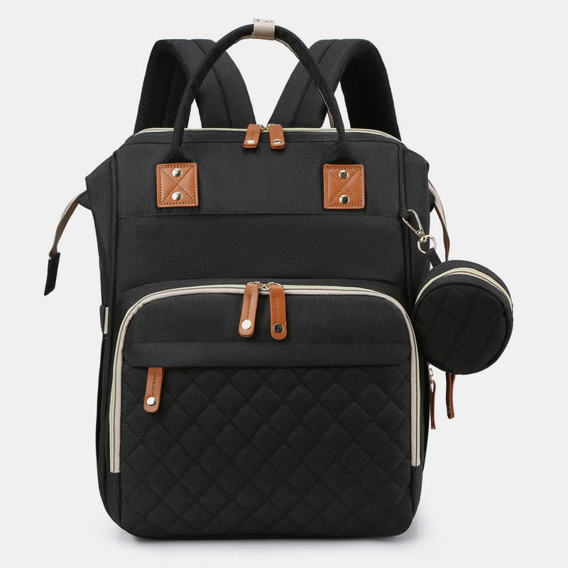 Multi Functional Mommy Bag With Crib Simple Waterproof Oxford Backpack
