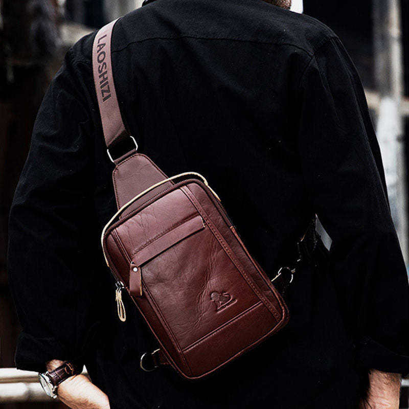 Waterproof Real Leather Retro Sling Bag