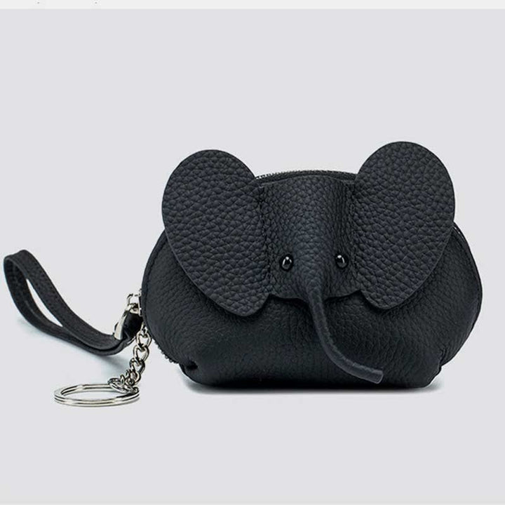 Women Small Coin Purse Elephant Leather Wallet Change Pouch Wristlet