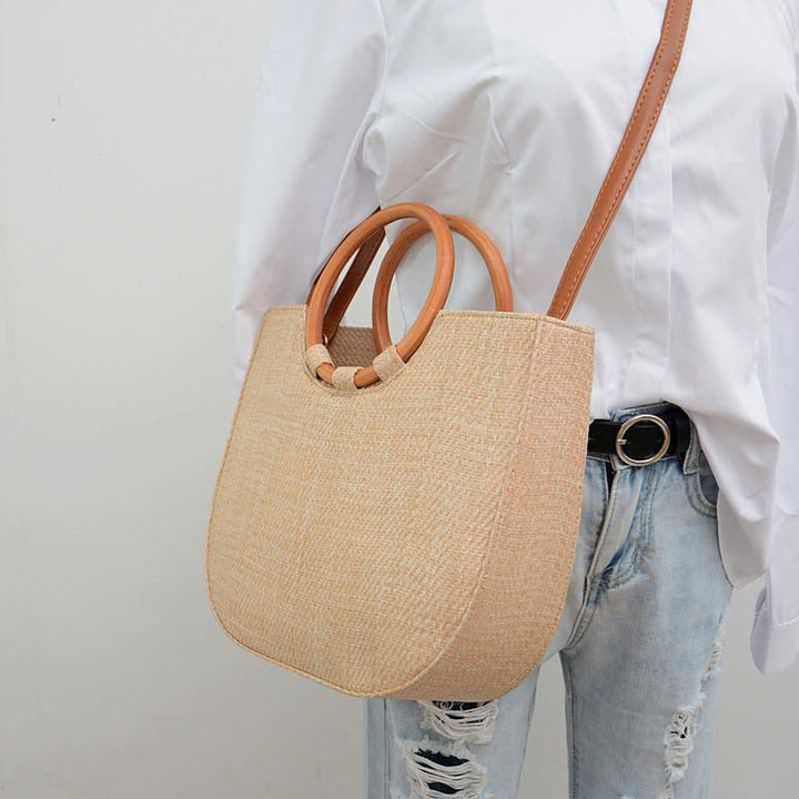 Crossbody Bag for Women Bohemian Travel Beach Straw Shoulder Bag