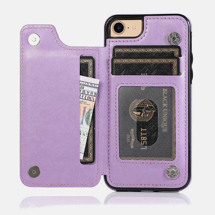 Leather Wallet Phone Case with Card Holder ID Window Compatible with iPhone Samsung
