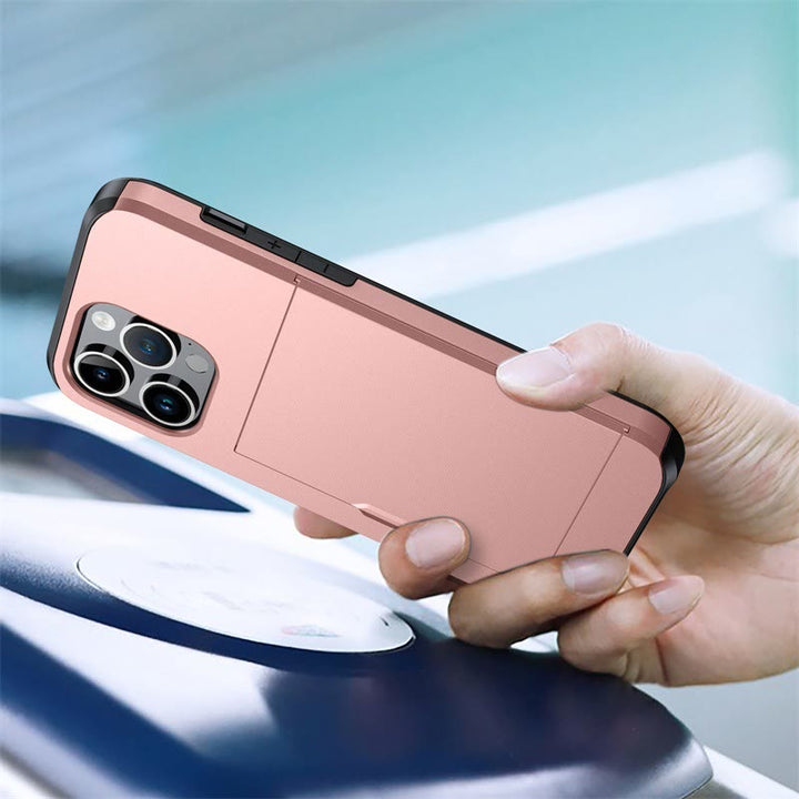 Iphone Slide Card Phone Case 2 In 1 Anti Fall Wallet Case