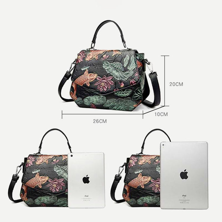Top-Handle Bag for Women Large Capacity Ethnic Embossed Shoulder Bag - image 11