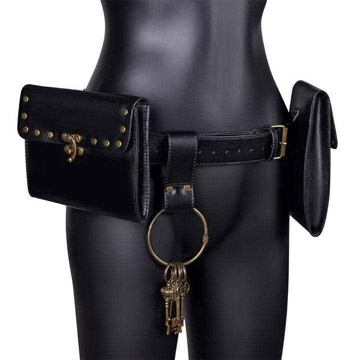 Medieval Renaissance Waist Bag Pouch Belt Holster with Belt Key Chain