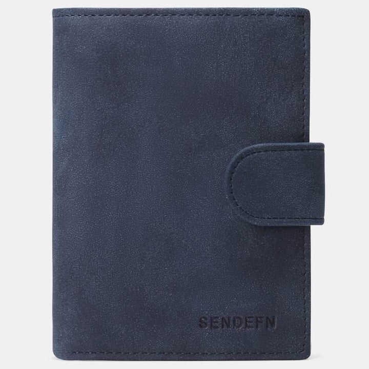 Genuine Leather RFID Blocking Small Wallet Card Case Purse - Navy - image 20