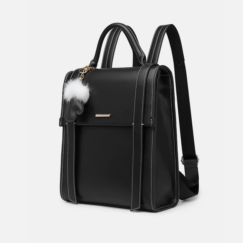 Lady Backpack Texture Vegan Leather Women Stylish Travel Daypack - Black - image 14