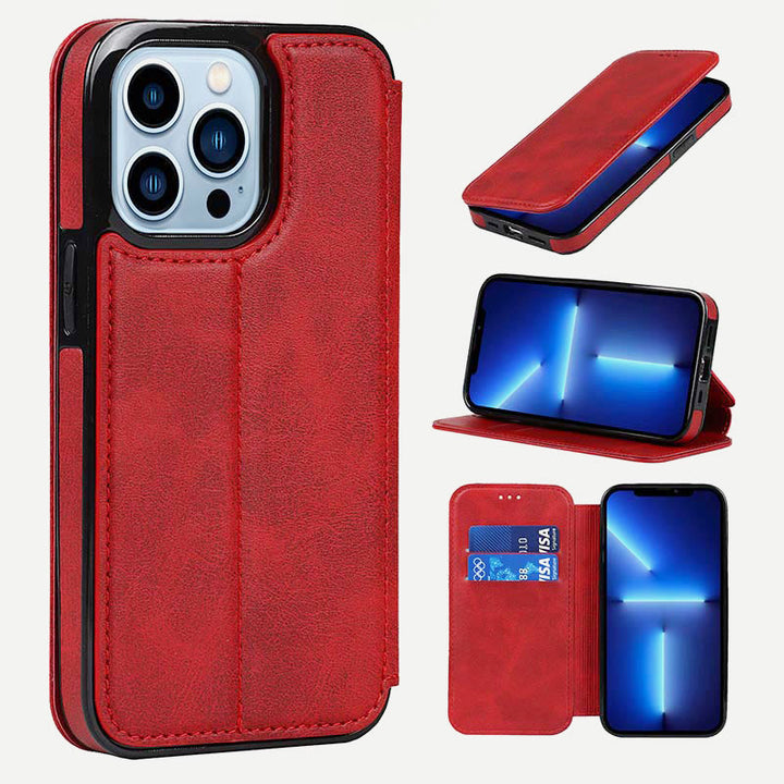 Phone Case for iPhone 14 Clamshell Leather Card Slot Case
