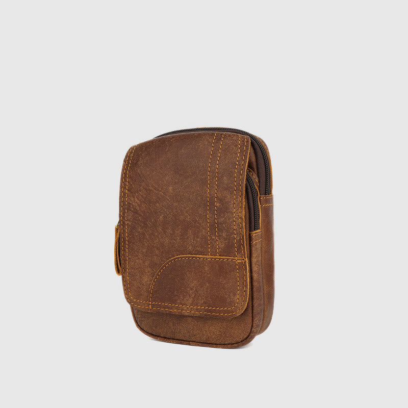 Waist Bag For Men Daily Outdoor Retro Real Leather Belt Loop Pouch