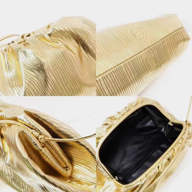 Dumpling Clutch Crossbody Bag Cloud Sparkly Metallic Purse for Women