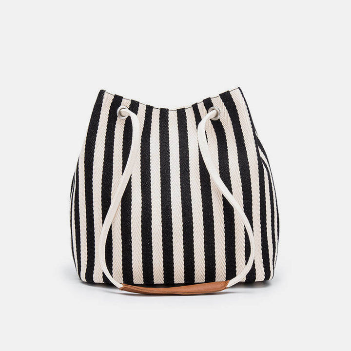 Large Capacity Multi-Carry Stripe Tote Bag Bucket Bag