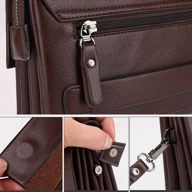 Leather Clutch for Men Triple Compartment Organizer Wrist Bag Wallet