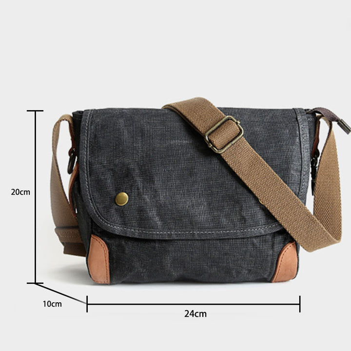 Large Capacity Retro Oil-Wax Canvas Crossbody Bag Messenger Bag - image 16