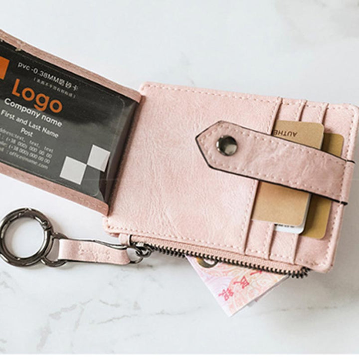 Slim Card Case Front Pocket Wallet Women Credit Card Holder with Keychain