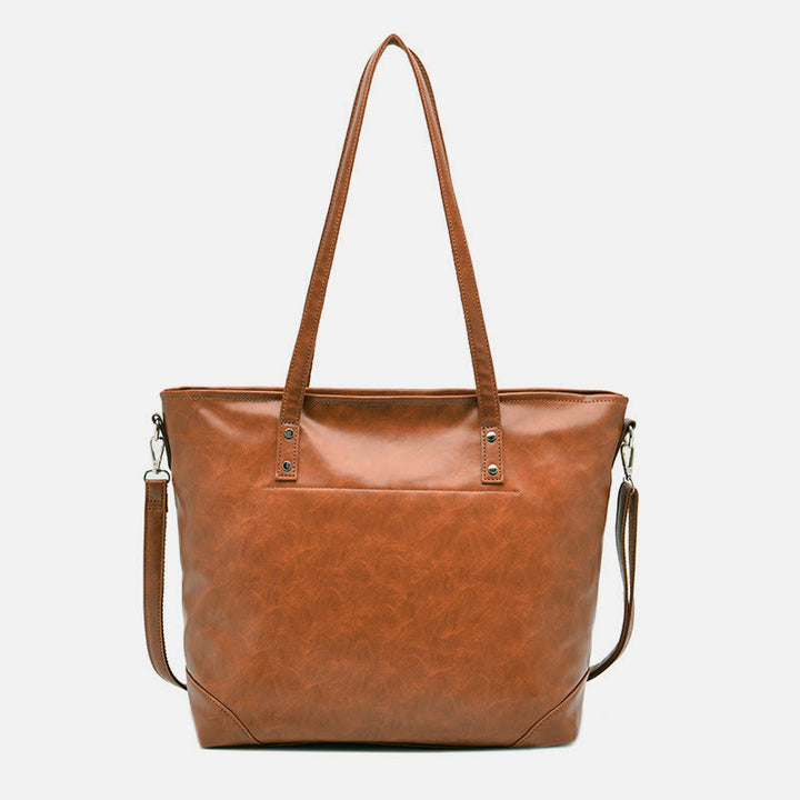 Retro Women Shoulder Bag Soft Vegan Leather Crossbody Travel Tote - image 8
