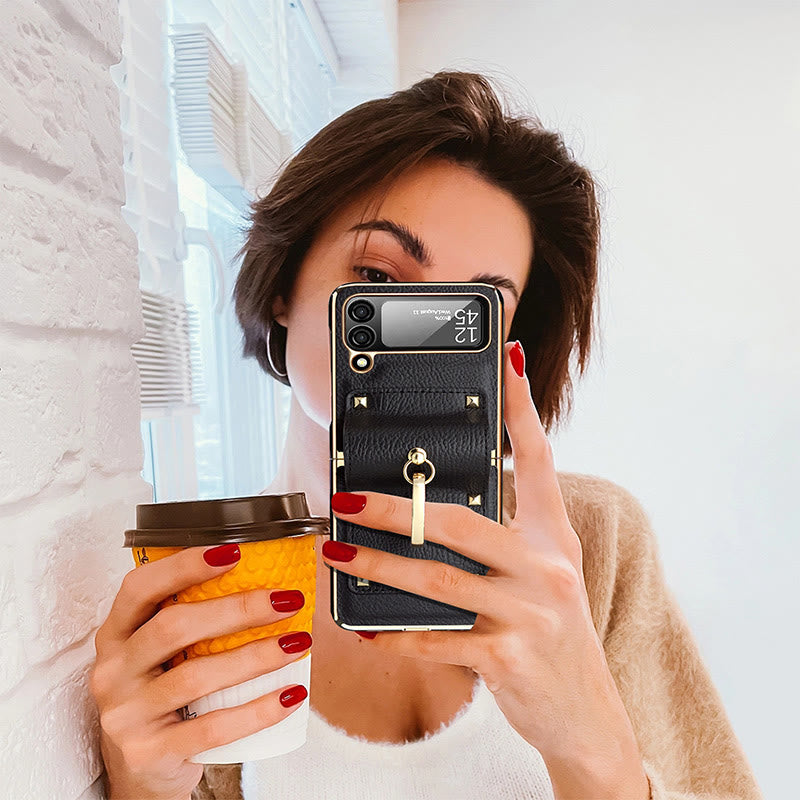 Phone Case For Z Flip4 Business Style Folding Ring Case