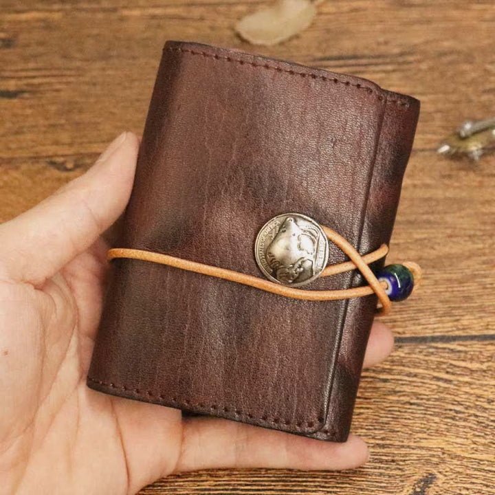 Retro Handmade Genuine Leather Card Holder Wallet for Men Women - SaddleBrown - image 20