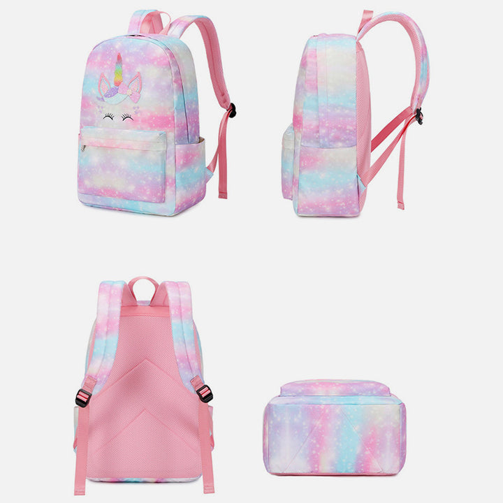 Unicorn School Backpack for Girls Kids Elementary Bookbag Lunch Bag Set
