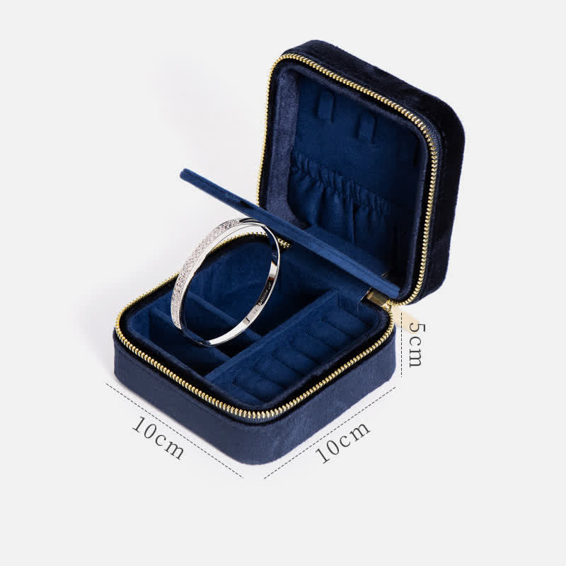 Storage Bag for Women Luxury with Mirror Mini Jewelry Box - MidnightBlue - Big Mirror - image 13
