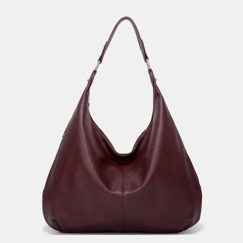 Large Soft Leather Hobo Bag Handbag Tote Everyday Purse for Women - Maroon - image 19