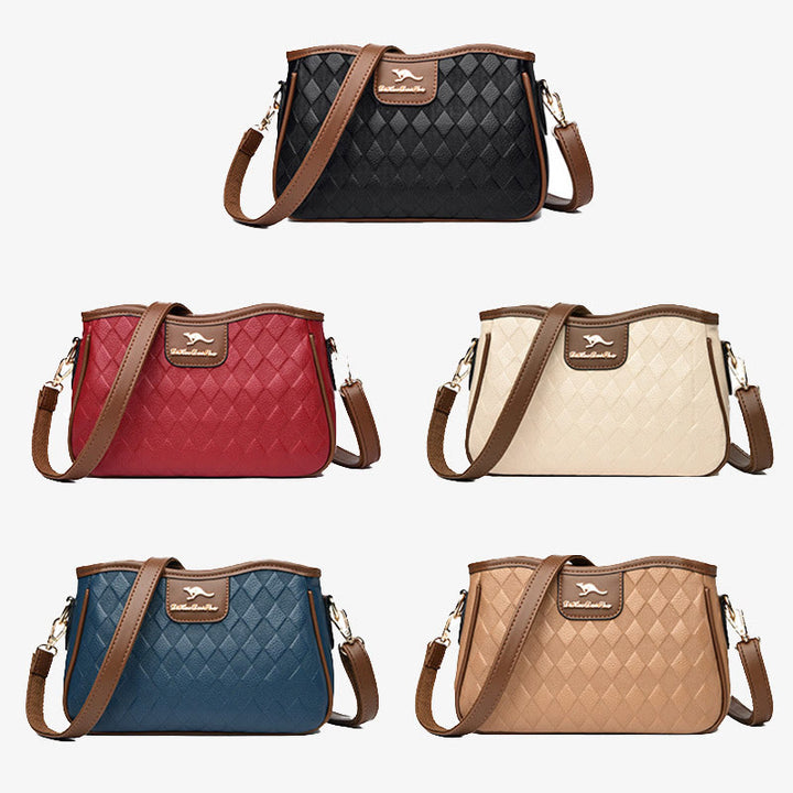 Crossbody Square Bag For Women Diamond Pattern Leather Commuter Purse